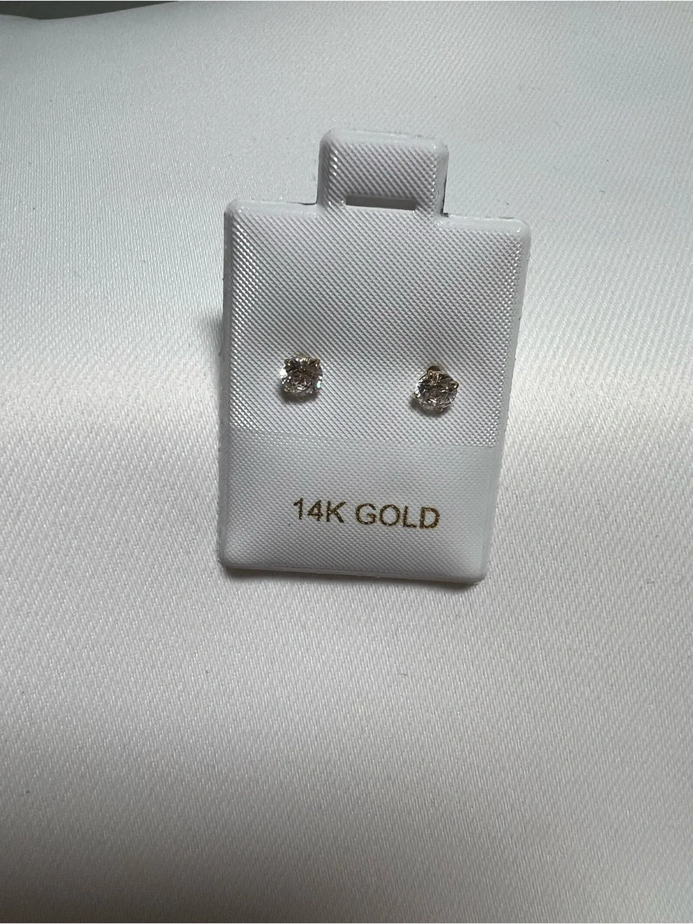 14K Gold Stud Earrings with Clear Stones